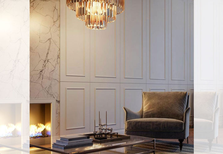 The Heights of Harmony Home Interiors with Fireplace and Seating Area