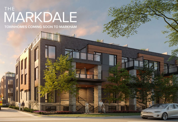 The Markdale Towns Exterior View of Units at Dusk