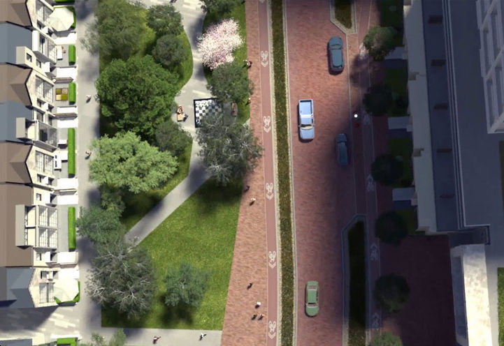 The Mason at Brightwater Aerial View of Roadway Through Community