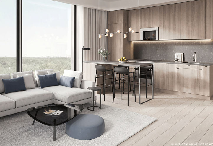 The Mason at Brightwater Living Room and Kitchen Suite