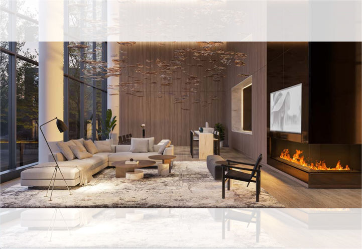 The Mason at Brightwater Suite Interior Living Space with Fireplace