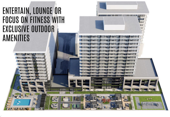 The Millhouse Condos 3 Aerial View of Buildings and Outdoor Amenities