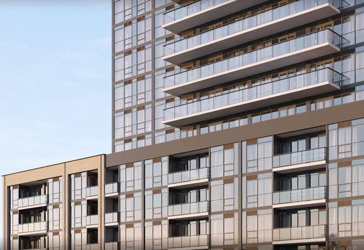 The Millhouse Condos Close Up Exterior View of Lower Levels