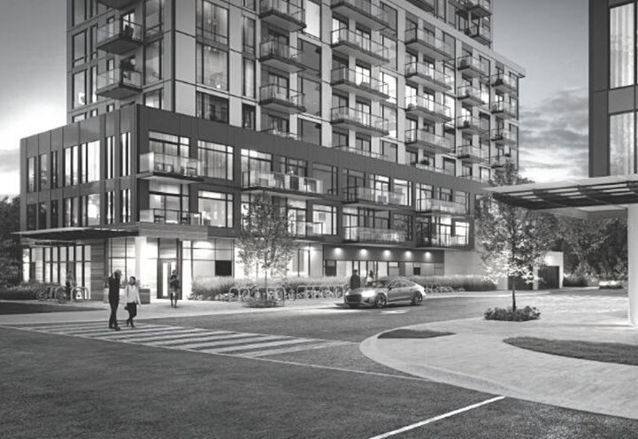 The Narrative Condos Black and White Street Corner View