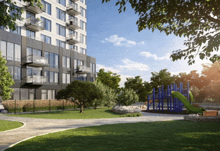 The Narrative Condos Exterior View of Lower Levels From Park