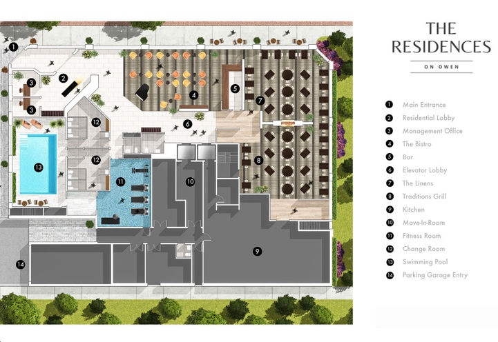The Residences on Owen Building Amenities Map