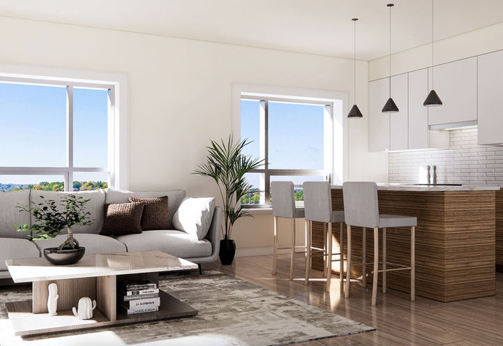 The Residences on Owen Suite Interiors - Kitchen and Living Area