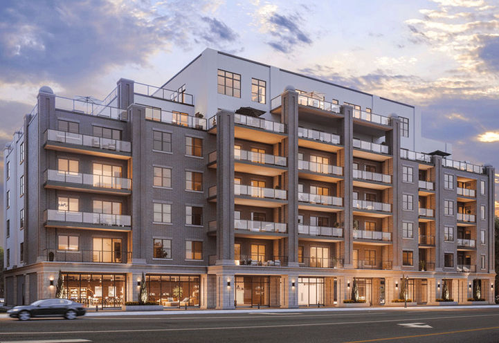 The Stanley District Condos Exterior View at Dusk