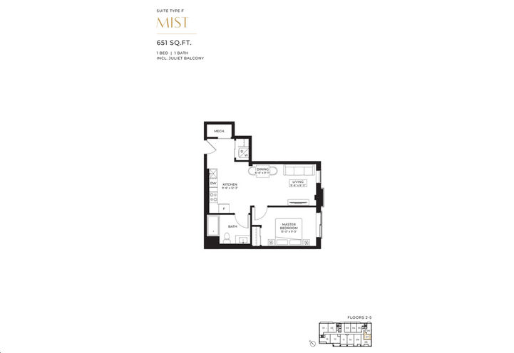 The Stanley District  Condos- One Bedroom Sample Floorplan