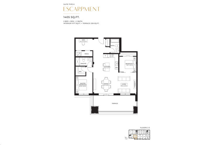 The Stanley District  Condos- Two bedroom  plus Den Sample Floorplan