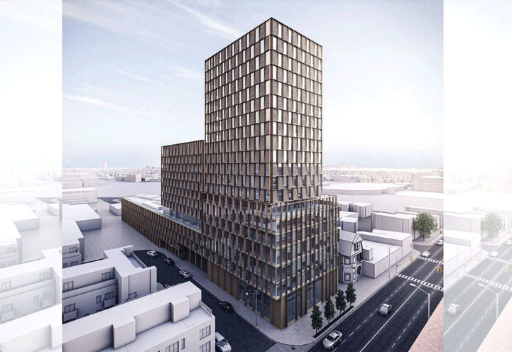 The Sterling Automotive Condos Birds Eye View of Tower