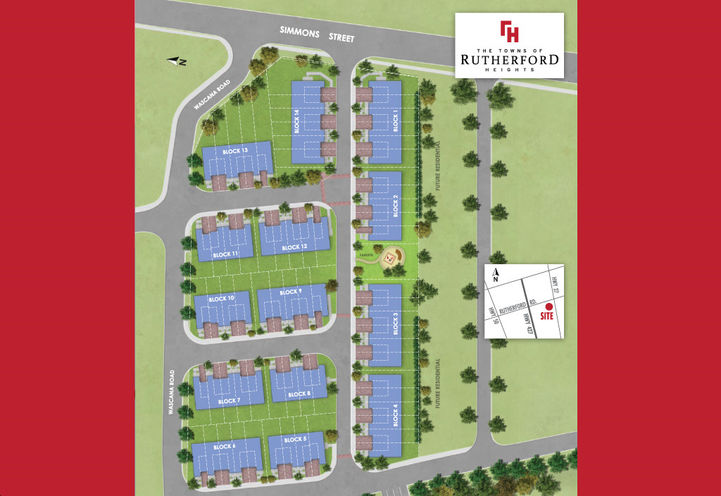 The Towns of Rutherford Heights Aerial View of Site Plan