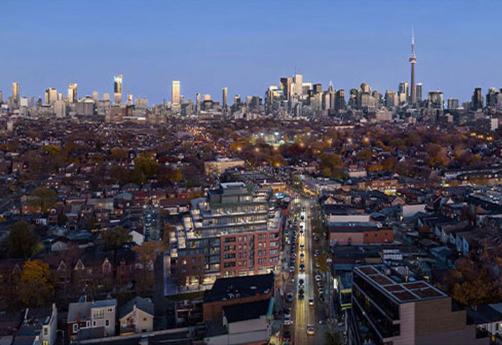 The Twelve Hundred Condos Aerial Skyline View at Dusk