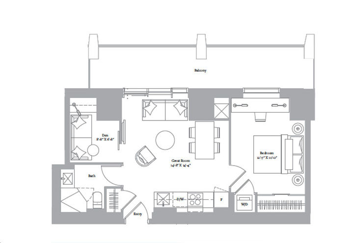 The  Boulevard Collection Two Bedroom Sample Floorplan at United BLDG