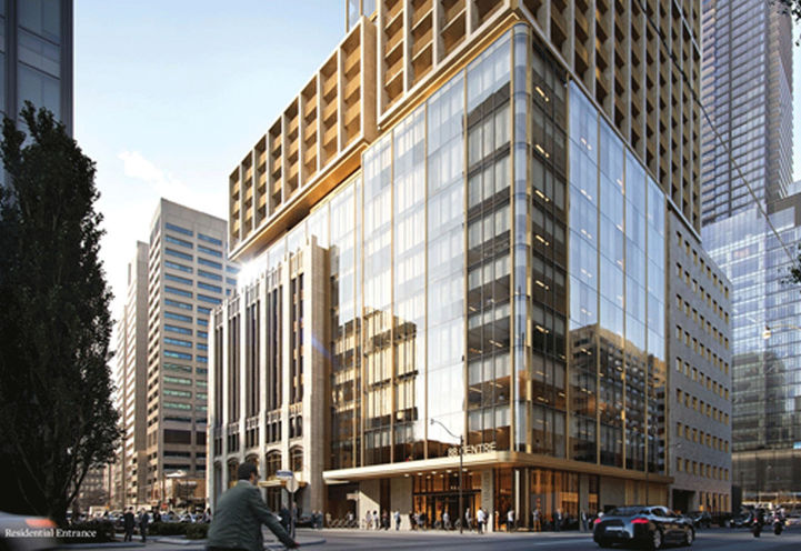 View of The United BLDG Condos Residential Entrance