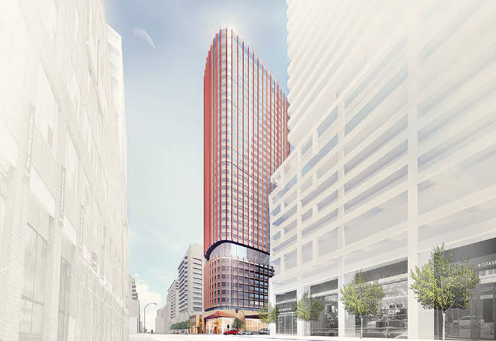 Looking North along Lower Sherbourne at The Whitfield Condos