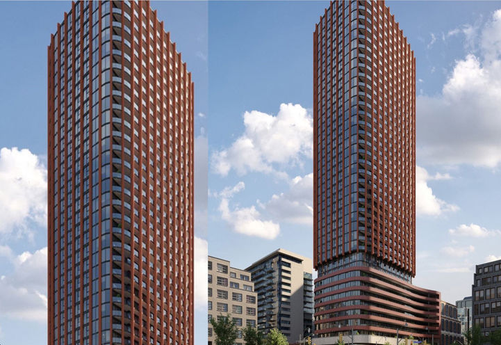 The Whitfield Condos Split Screen of Upper Levels and Tower Exteriors