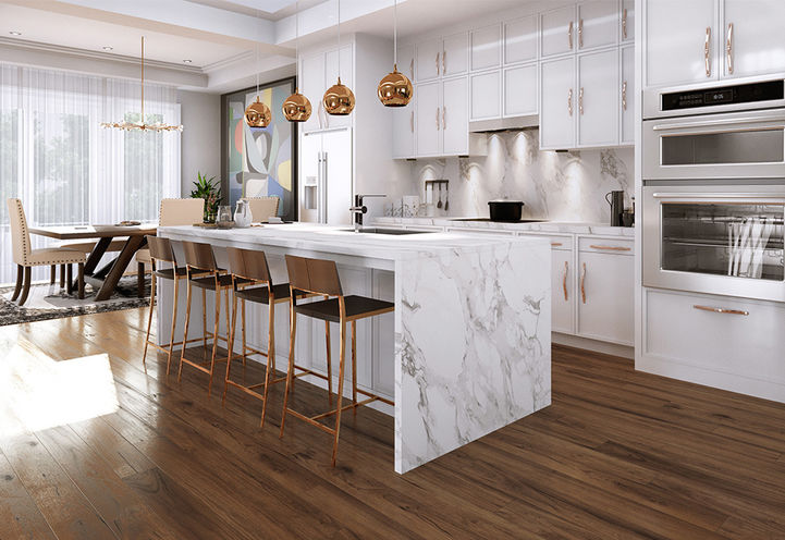 Town Manors Close Up View of Kitchen with Island