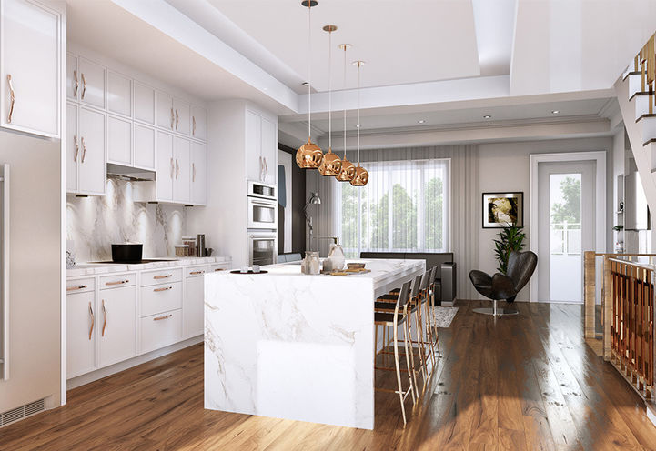 Town Manors Kitchen with Island