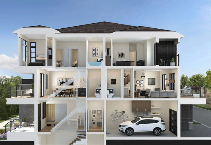 Twelve Oaks Dollhouse 3 Storey Model Rendering