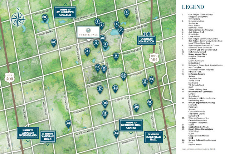 Twelve Oaks Towns Neighbourhood Amenity Map