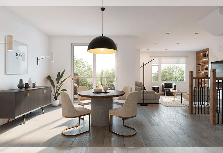 Twelve Oaks Towns Open Living Space with Dining Table