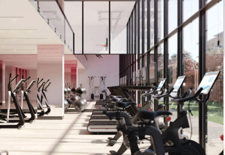 Indoor Fitness Area with Stationary Bikes and Elliptical Machines
