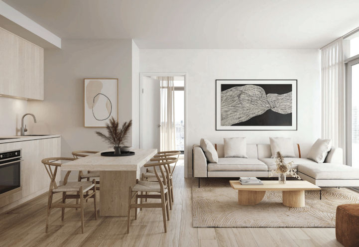 Interior Suite Living Space and Open Concept Kitchen