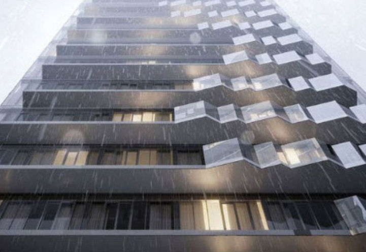 Looking Up at the Balconies of Untitled Toronto Condos 2