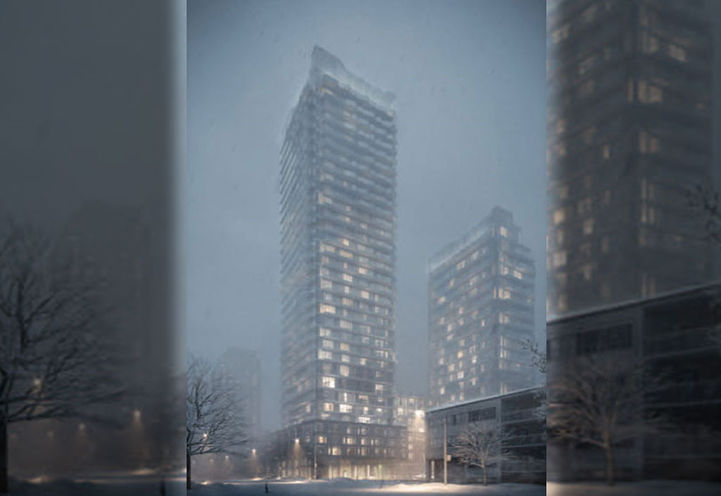 Looking at Untitled Toronto Condos 2 during Winter Nights