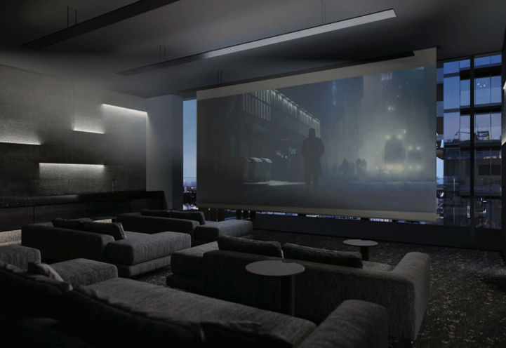 Movie Theatre Room with Large Chairs and Screen at Untitled Toronto 2