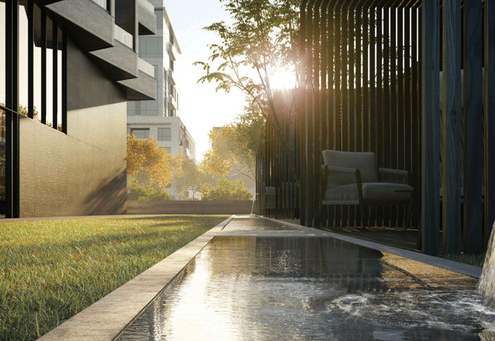 Reflection Pond and Outdoor Seating Area at Untitled Toronto Condos 2