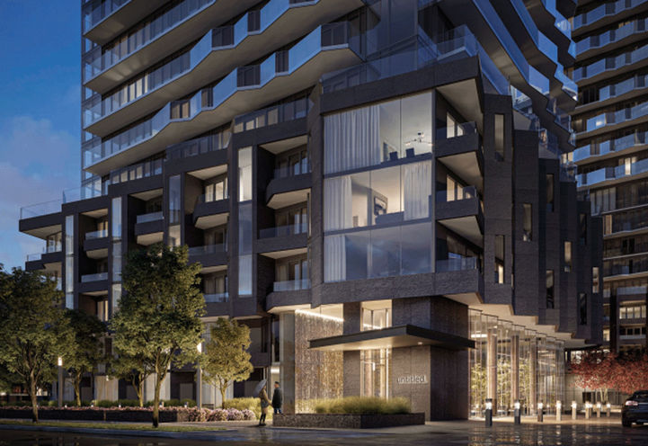 Street Level View of Untitled Toronto Condos 2  Podium at Night
