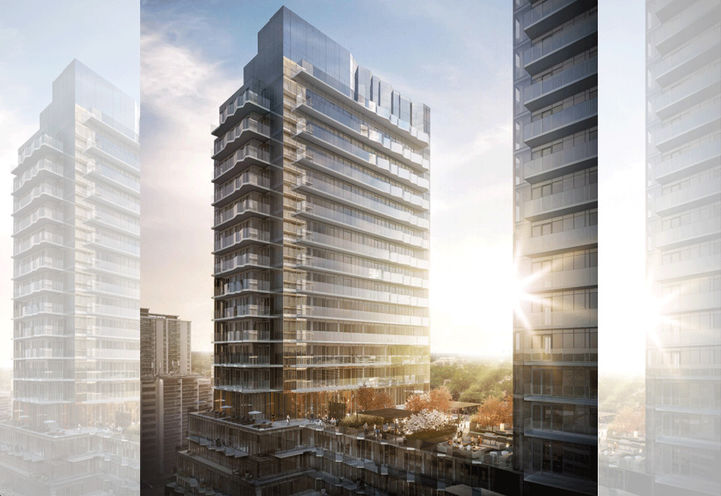 Sunset Views of Untitled Toronto Condos 2 and Outdoor Amenity Space