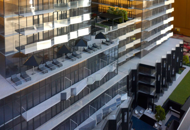 Balcony Detail on the scale model of Untitled Toronto Condos