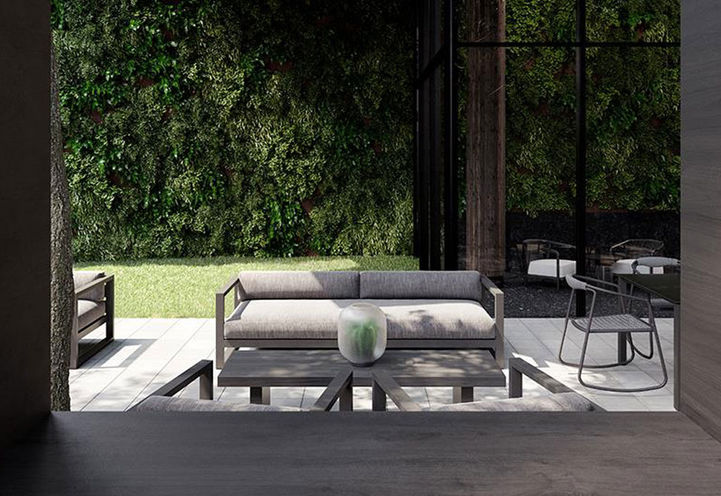 Co-working Garden with Natural Stone Features Broken up by a Courtyard at Untitled Toronto Condos