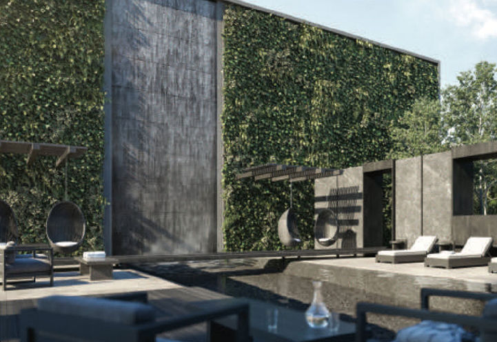 Outdoor Pool with Bungalow Patio Swing Chair at Untitled Toronto Condos