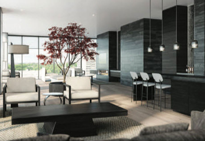 Reflection Lounge with Maple Tree Features at Untitled Toronto Condos