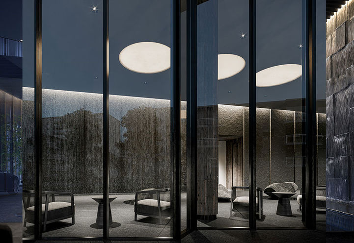 View from the Outside of the Grand Lobby at Untitled Toronto Condos