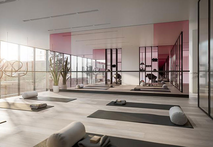 Yoga Studio Interior with Terrace View at Untitled Toronto Condos