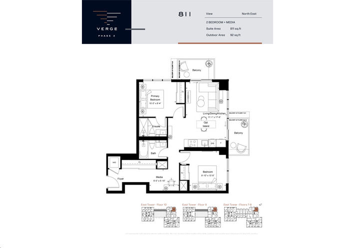 Verge East Condos 2 Bed plus Media Sample Floorplan