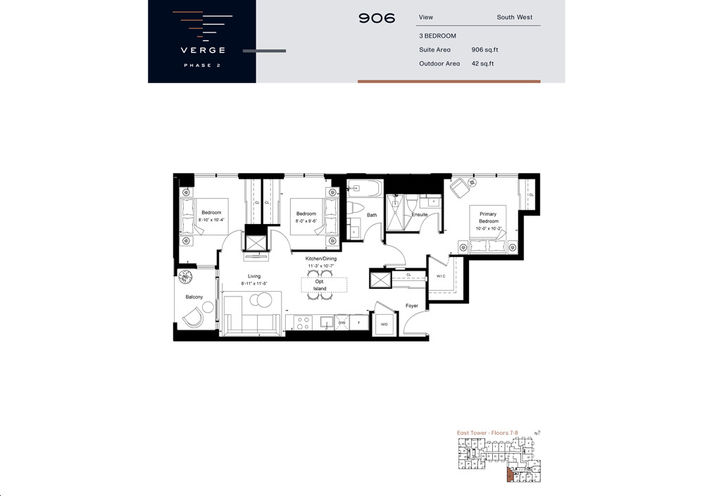 Verge East Condos 3 Bed Sample Floorplan