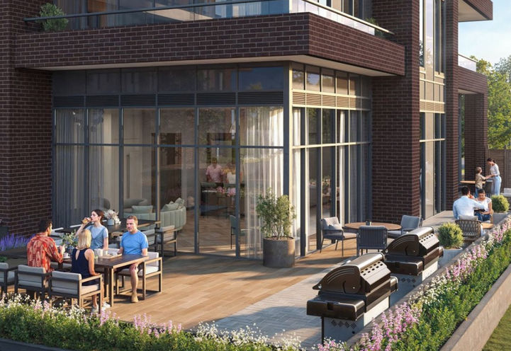 Vidal Condos Outdoor Terrace with BBQs and Dining Area