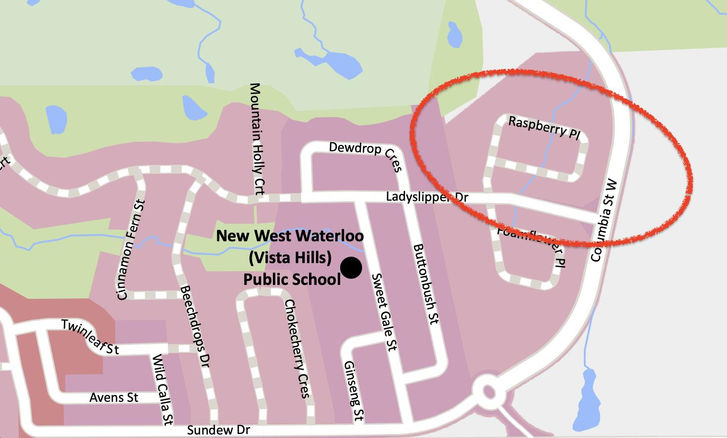 Vista Hills location on planned road