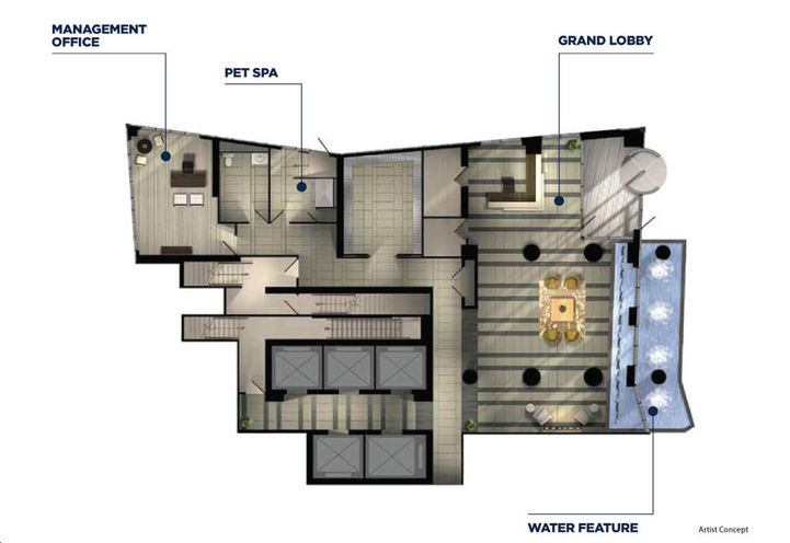 The Building Amenities Siteplan of Water's Edge at the Cove