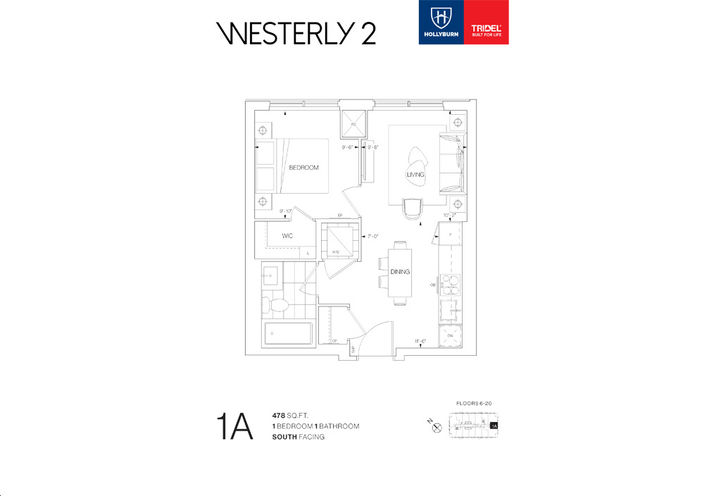 Westerly Condos 2- One Bedroom Sample Floorplan