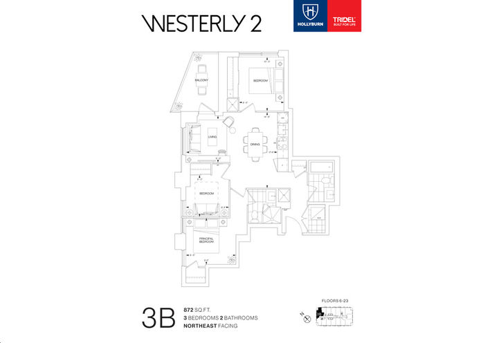 Westerly Condos 2- Three Bedroom Sample Floorplan